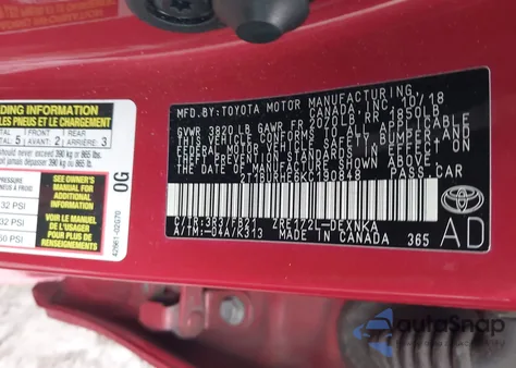 2019 Toyota Corolla Le from USA, damaged, VIN 2T1BURHE6KC190848